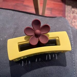 Yellow and Brown Flower Hair Clip